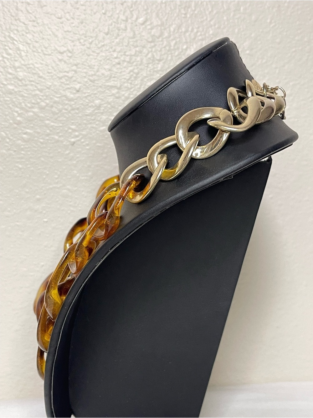 Vintage R.J. Graziano Faux Tortoiseshell Link Statement Necklace - Picture 3 of 8